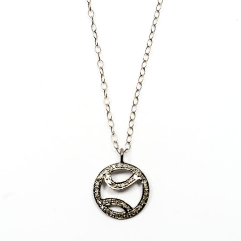 "Tennis anyone?" Pave Diamond Pendant on a Silver Chain
