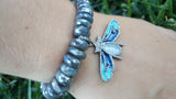 Enamel and Pave Diamonds Butterfly Charm Bracelet - Labradorite Bracelet
