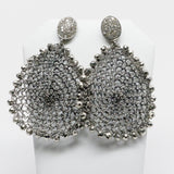 Wire Crochet Earrings with Pave Diamonds Ear Posts