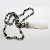 Rutilated Quartz and Crystal Quartz Tassel Necklace
