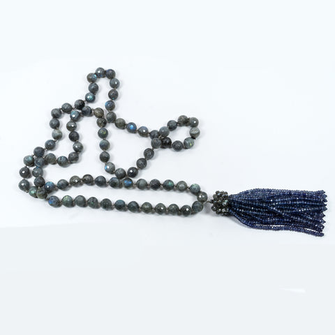 Labradorite and Iolite Tassel Necklace