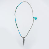 Turquoise and Malachite with Pave Diamond Spike Necklace