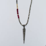 Ruby and Labradorite with Pave Diamond Spike Necklace