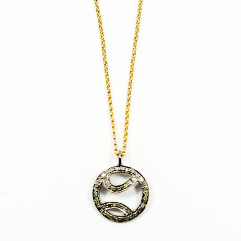 "Tennis anyone?" Pave Diamond Pendant on a Gold-Filled Chain