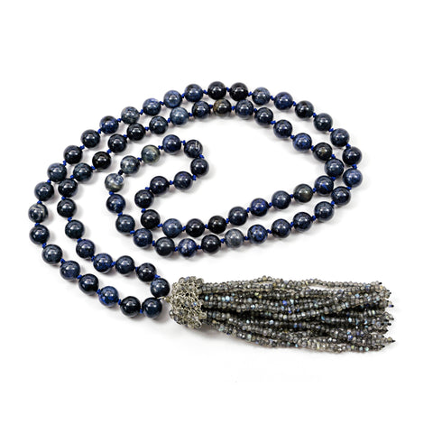 Dumorite and Labradorite Tassel Necklace