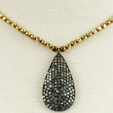 Pave Diamond Pendant and Gold-Filled Nuggets on a Silk Cord Necklace