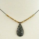 Pave Diamond Pendant and Gold-Filled Nuggets on a Silk Cord Necklace