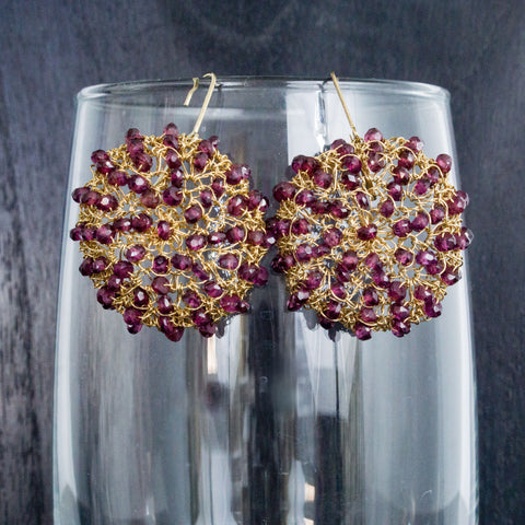 Garnet Crochet Earrings