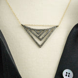 Abstract Pave Diamonds Pendant on a Gold Filled Chain Necklace