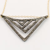 Abstract Pave Diamonds Pendant on a Gold Filled Chain Necklace