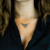 Abstract Pave Diamonds Pendant on a Gold Filled Chain Necklace