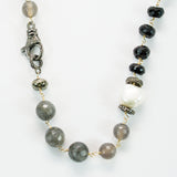 Mixed Stone, White Pearls and Pave Diamonds Beaded Necklace