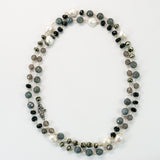 Mixed Stone, White Pearls and Pave Diamonds Beaded Necklace