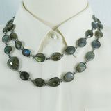 Labradorite Stations and Labradorite Pave Diamonds Connector Necklace