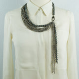 Beaded Labradorite and Mystic Labradorite Necklace with Pave Diamonds Lobster Clasp