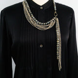 Beaded Labradorite and Mystic Labradorite Necklace with Pave Diamonds Lobster Clasp