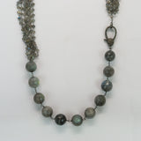 Labradorite, Labradorite Chain and Pave Diamonds Lobster Clasp Necklace