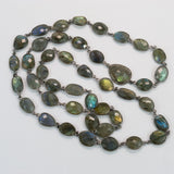 Labradorite Stations and Labradorite Pave Diamonds Connector Necklace