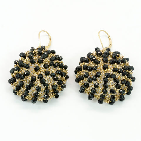 Black Spinel Wire Crochet Earrings