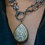 Rose Cut Diamonds and Crystal Quartz Necklace