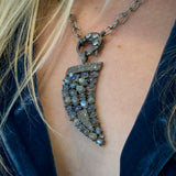 Labradorite and Pave Diamonds Horn Pendant Necklace