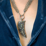 Labradorite and Pave Diamonds Horn Pendant Necklace - Labradorite Necklace