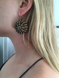 Black Spinel Wire Crochet Earrings