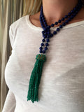 Lapis and Green Onyx Tassel Necklace